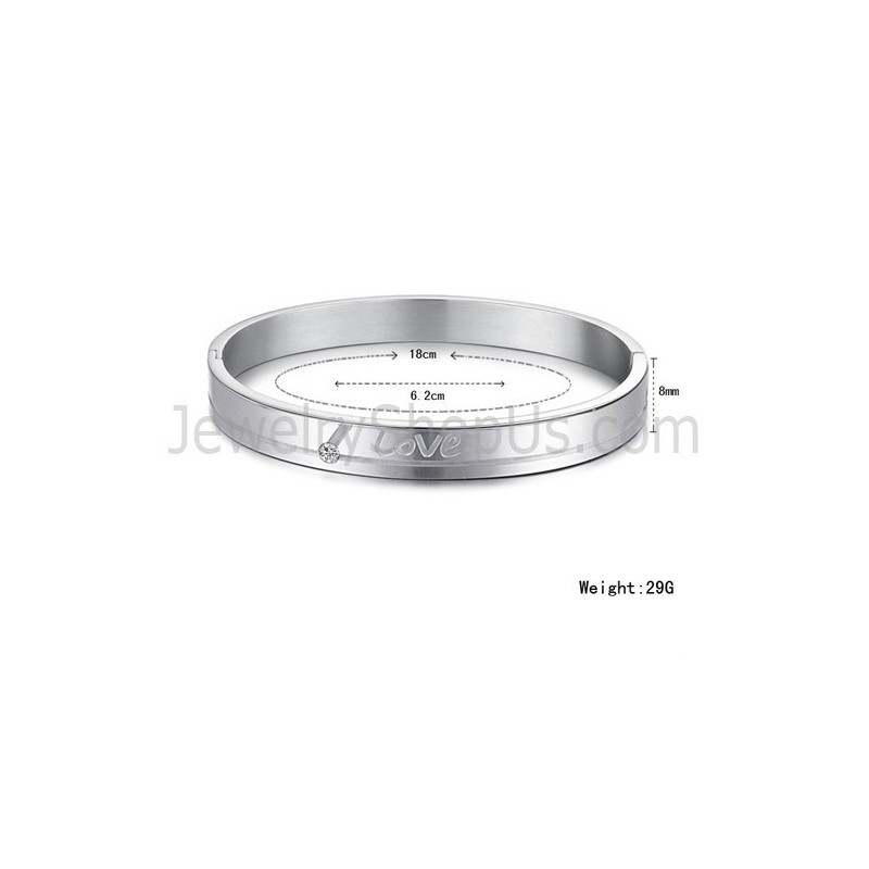Bracelets Couple « Love » En Titane Avec Strass C874 Bracelets Couple « Love » En Titane Avec Strass C874
