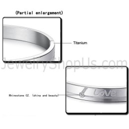 Bracelets Couple « Love » En Titane Avec Strass C874