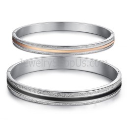 Bracelets Couple Tatanium Or Rose Et Noir C869