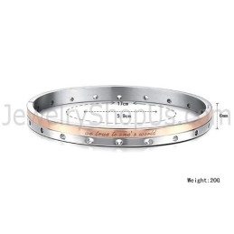Bracelets Couple Tatanium Or Rose Et Noir « Soyez Fidèle À Votre Monde » Avec Trous Circulaires C868