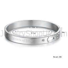 Bracelets Couple Tatanium « Empreintes De Pas D'Amour » Avec Empreintes De Pas Creuses Et Strass C850