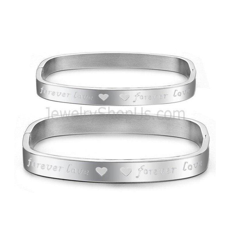 Bracelets Couple Tatanium Square « Foreverlove » C865 Bracelets Couple Tatanium Square « Foreverlove » C865
