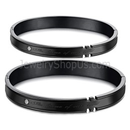 Bracelets Couple Tatanium Avec Strass (Noir, Or Rose) C731
