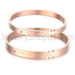 Bracelets Couple Tatanium Avec Strass (Noir, Or Rose) C731