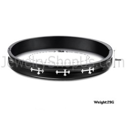 Bracelets Couple En Titane Noir Avec Croix Blanche C747