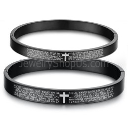 Bracelets Couple Croix Noire En Titane Avec Croix Blanche C848