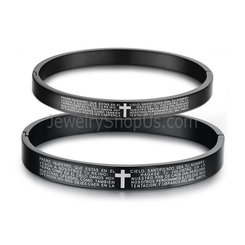 Bracelets Couple Croix Noire En Titane Avec Croix Blanche C848