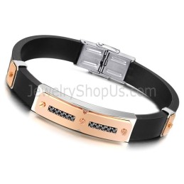 Bracelet Magnétique En Titane Et Silicone Pour Homme C703