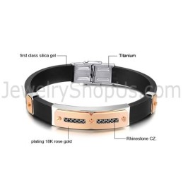 Bracelet Magnétique En Titane Et Silicone Pour Homme C703