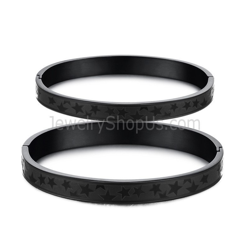 Bracelets Couple Étoiles Noires En Titane C863