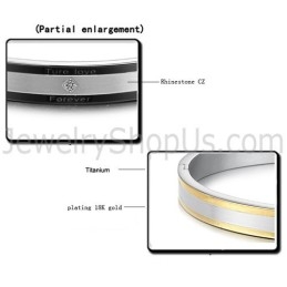 Bracelets Couple « True Love Forever » En Or Et Noir Avec Strass C875