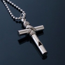 Pendentif Sifflet Croix Homme - Chaîne Offerte
