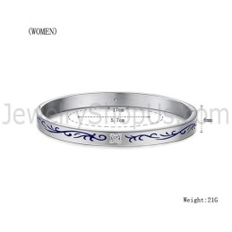 Bracelets Couple Tatanium Avec Fleurs Bleues C858