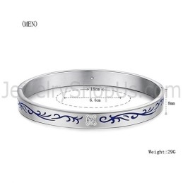 Bracelets Couple Tatanium Avec Fleurs Bleues C858