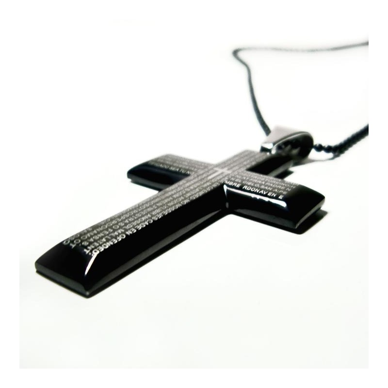 Pendentif Bible Croix Noire En Titane Pur Pour Homme