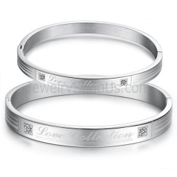 Bracelets Couple Tatanium « Love Collection » Avec Strass C849