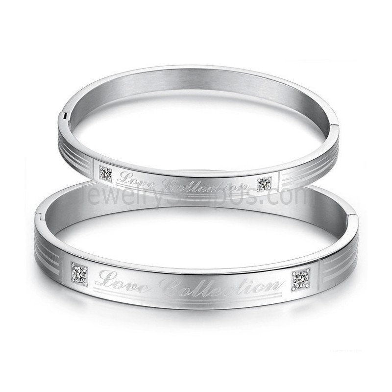 Bracelets Couple Tatanium « Love Collection » Avec Strass C849 Bracelets Couple Tatanium « Love Collection » Avec Strass C849