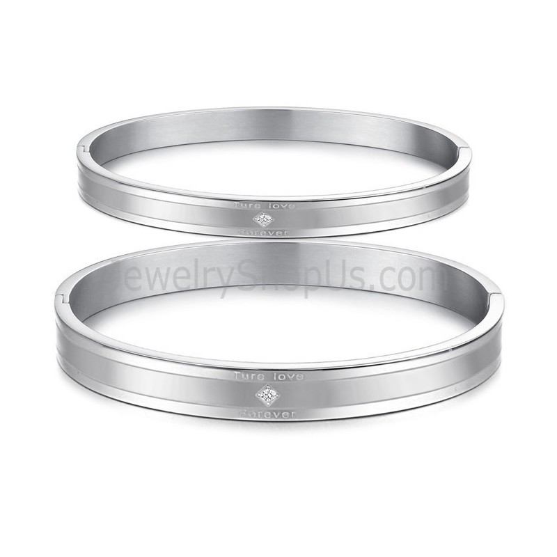 Bracelets Couple Tatanium « Ture Love Forever » Avec Strass C861 Bracelets Couple Tatanium « Ture Love Forever » Avec Strass C861