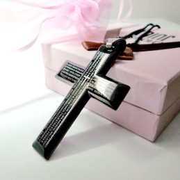Pendentif Bible Croix Noire En Titane Pur Pour Homme