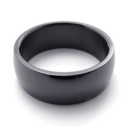 Bague En Titane Noir Poli