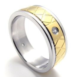 Bague En Or, Diamant Et Titane