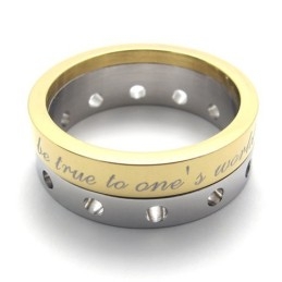Bague En Titane Demi-Or