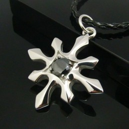 Pendentif Croix En Acier Titane Pour Homme Avec Agate Noire