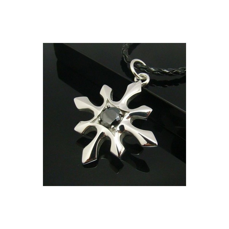Pendentif Croix En Acier Titane Pour Homme Avec Agate Noire Pendentif Croix En Acier Titane Pour Homme Avec Agate Noire