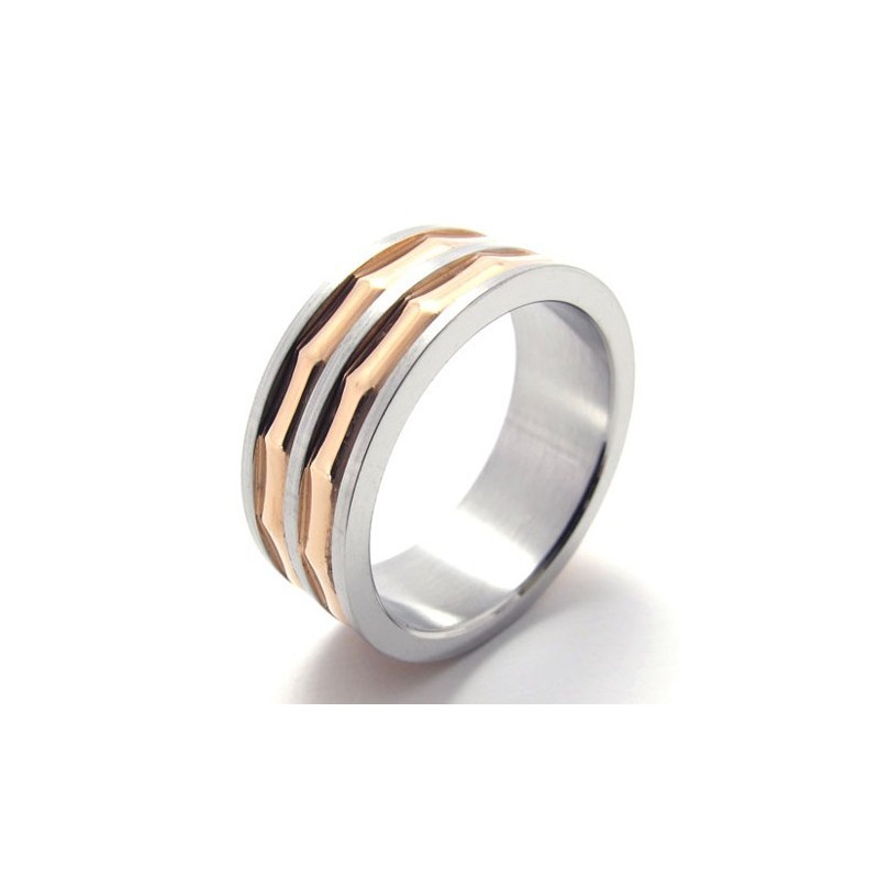 Bague En Titane Avec Accents Dorés Et Café Bague En Titane Avec Accents Dorés Et Café