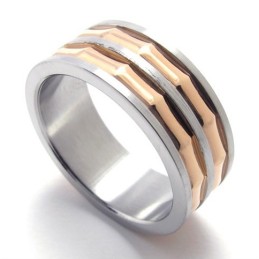 Bague En Titane Avec Accents Dorés Et Café