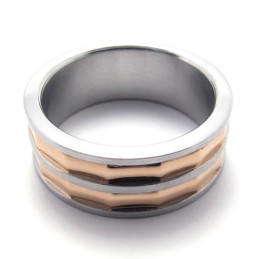 Bague En Titane Avec Accents Dorés Et Café