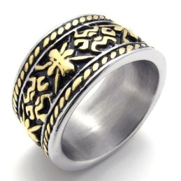 Bague Vintage En Titane Et Or