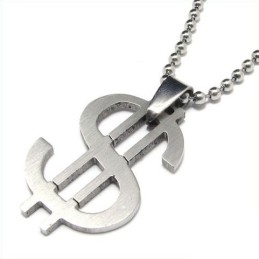 Collier Pendentif En Titane Pur Avec Symbole Du Dollar Cool Man, Chaîne Gratuite
