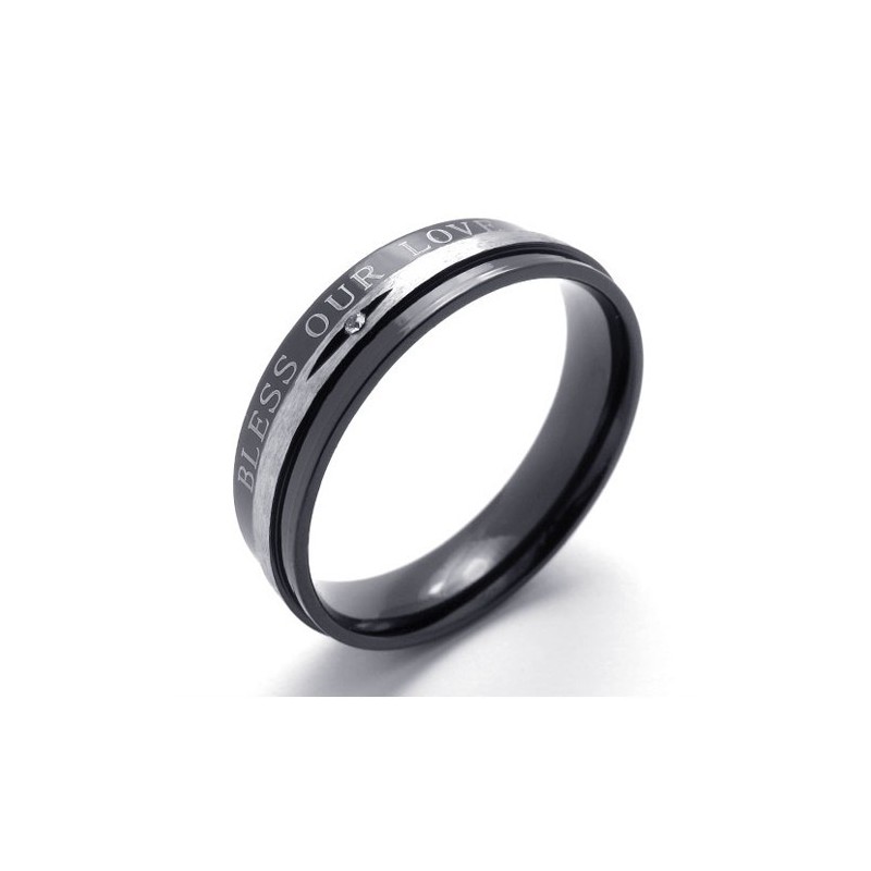 Bague En Titane Noir Et Diamant