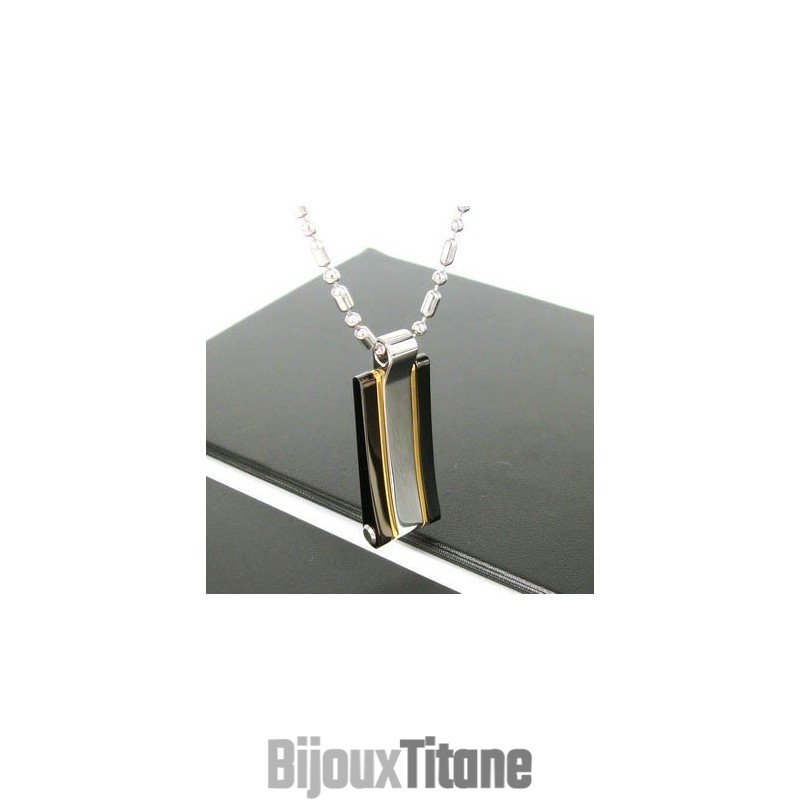 Collier Pendentif Sutra Man En Acier Titane Plaqué Or 24 Carats