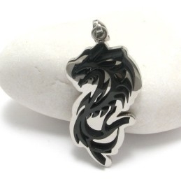 Collier Pendentif Dragon Noir En Titane Pur Pour Homme