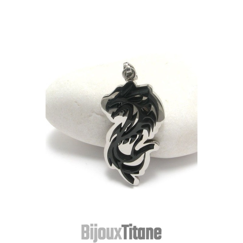 Collier Pendentif Dragon Noir En Titane Pur Pour Homme Collier Pendentif Dragon Noir En Titane Pur Pour Homme