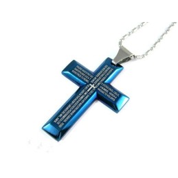 Pendentif Croix Bleue En Titane Pur Pour Homme