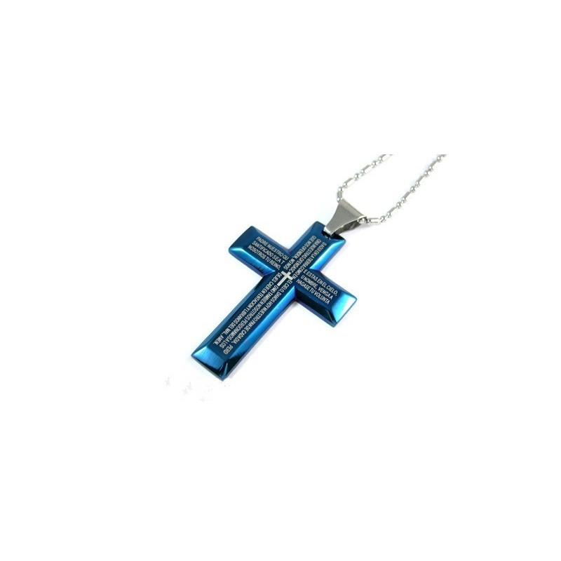 Pendentif Croix Bleue En Titane Pur Pour Homme Pendentif Croix Bleue En Titane Pur Pour Homme