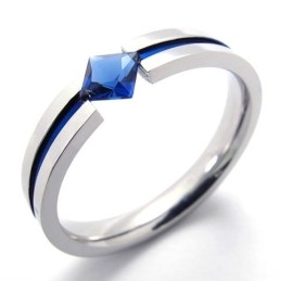 Bague En Titane Avec Diamant Bleu
