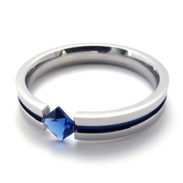 Bague En Titane Avec Diamant Bleu