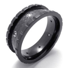 Bague En Titane Et Diamant Noir