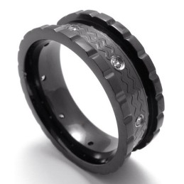 Bague En Titane Et Diamant Noir