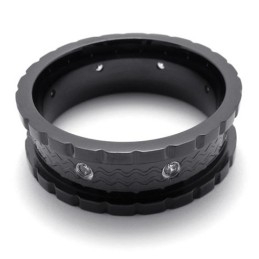 Bague En Titane Et Diamant Noir