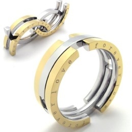 Bague Puzzle En Titane Doré