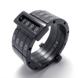 Bague En Titane Black Puzzle Code Lovers