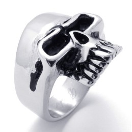 Bague En Titane Avec Tête De Mort