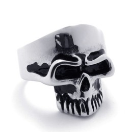 Bague En Titane Avec Tête De Mort