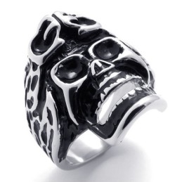 Bague En Titane Avec Tête De Mort