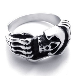Bague En Titane Avec Tête De Mort